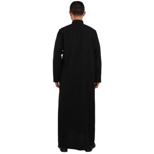 2020 New Black Cotton Qatar Thobes Mens Dubai Clothing