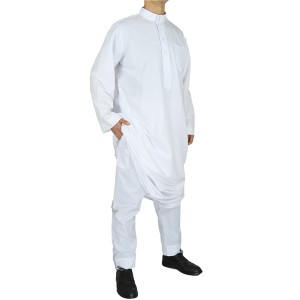 In Stock 54-60 Size Daffah Brand White Muslim Men Thobe with Pants