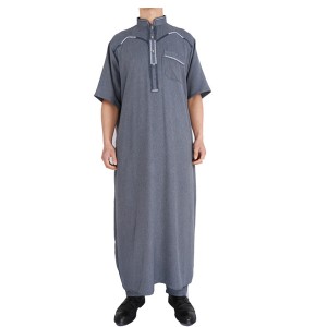 Wholesale 2 pieces stand collar cotton saudi thobes mens dubai for Eid