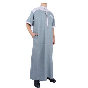 2020 Stand Collar Cotton Thobe Arabic Men Muslim Clothing for Ramadan