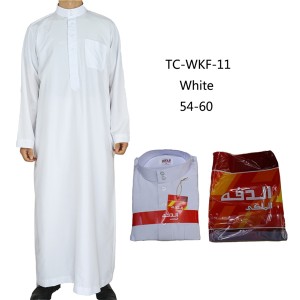 In Stock 54-60 Size Daffah Brand White Muslim Men Thobe with Pants