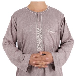 Wholesale Long Sleeve Morocco Design Cotton Ikaf Men Thobe in Stock