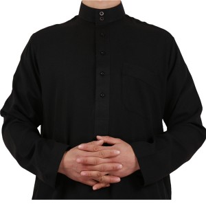 2020 New Black Cotton Qatar Thobes Mens Dubai Clothing