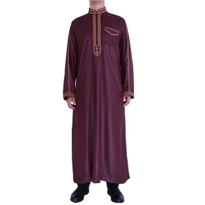 High Quality Shining Material Stand Collar Men Thobe Muslim 2020