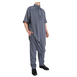 Wholesale 2 pieces stand collar cotton saudi thobes mens dubai for Eid