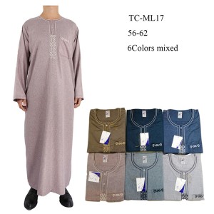 Wholesale Long Sleeve Morocco Design Cotton Ikaf Men Thobe in Stock